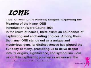Meaning, origin and history of the name Ione .